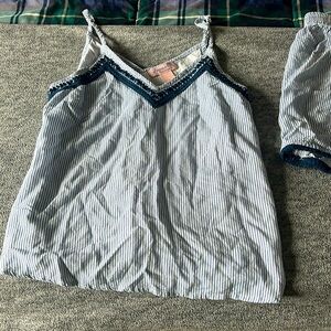 Blue striped lounge set size small - shorts and tank